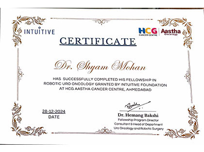 Dr. Shyam Mohan Certificate and Award